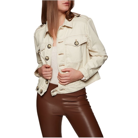 Free People Jackets & Blazers - Free People Ivory Eisenhower Denim Jacket - XS NWT